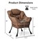 Upholstered Lazy Chair with Side Pocket and Metal Frame for Bedroom